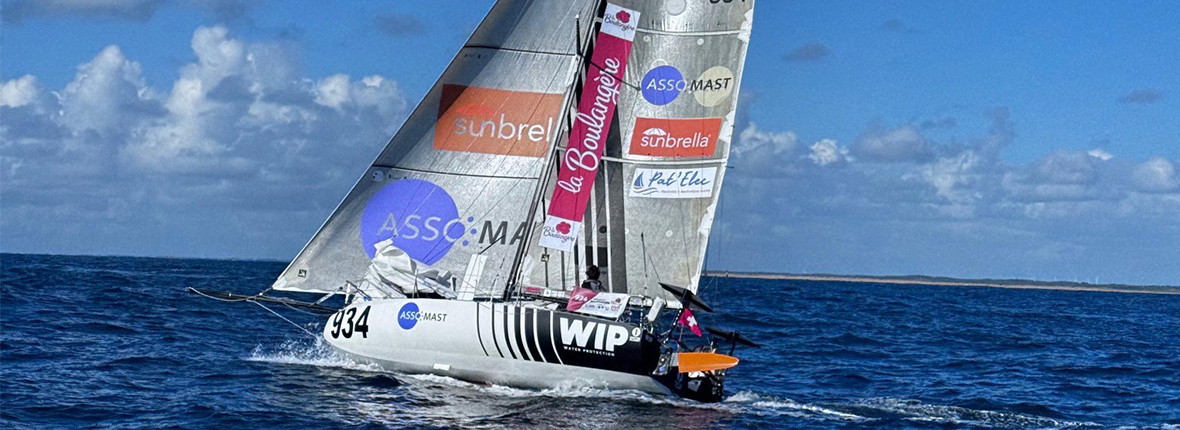 Mini Transat sets sail: Sunbrella supports skipper Mathis Bourgnon